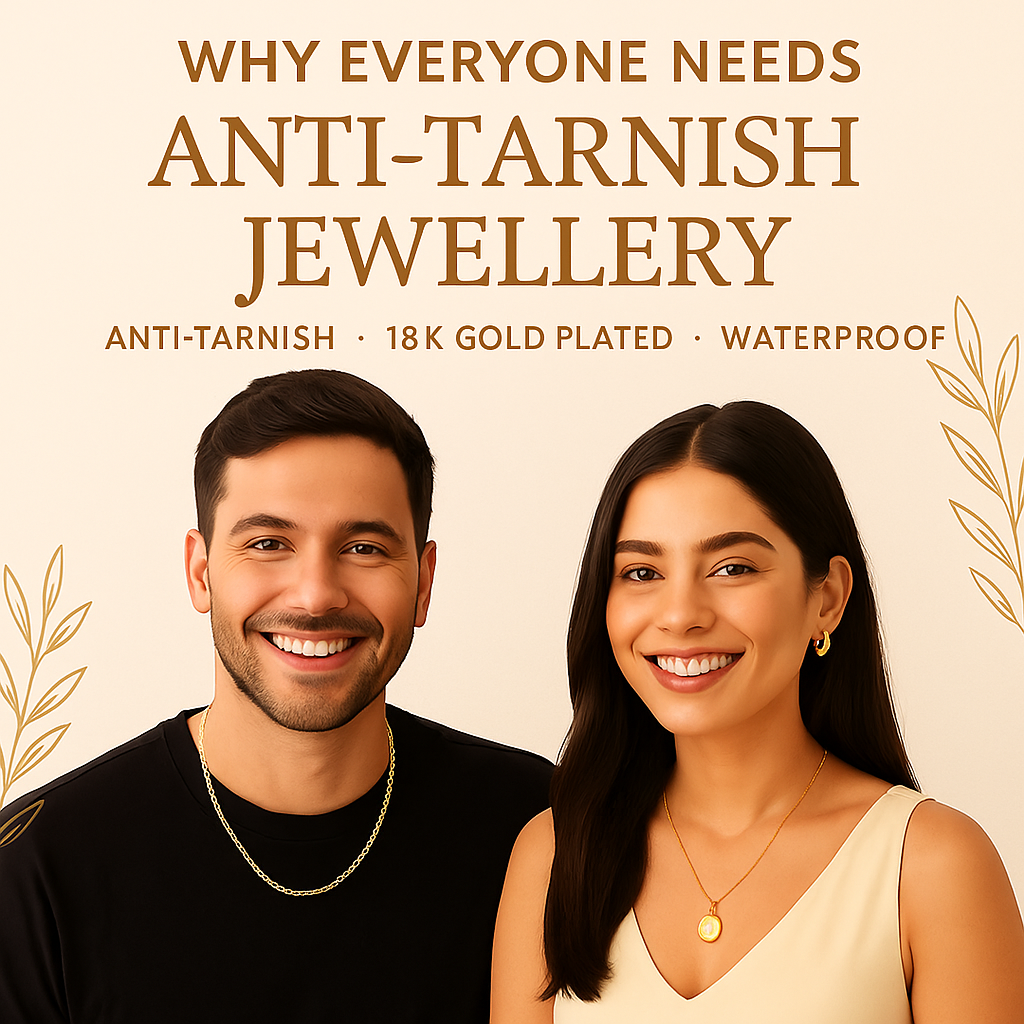 JP Fashion House anti-tarnish 18k gold plated jewellery for men and women – premium waterproof finish, perfect for daily wear, free shipping in India.