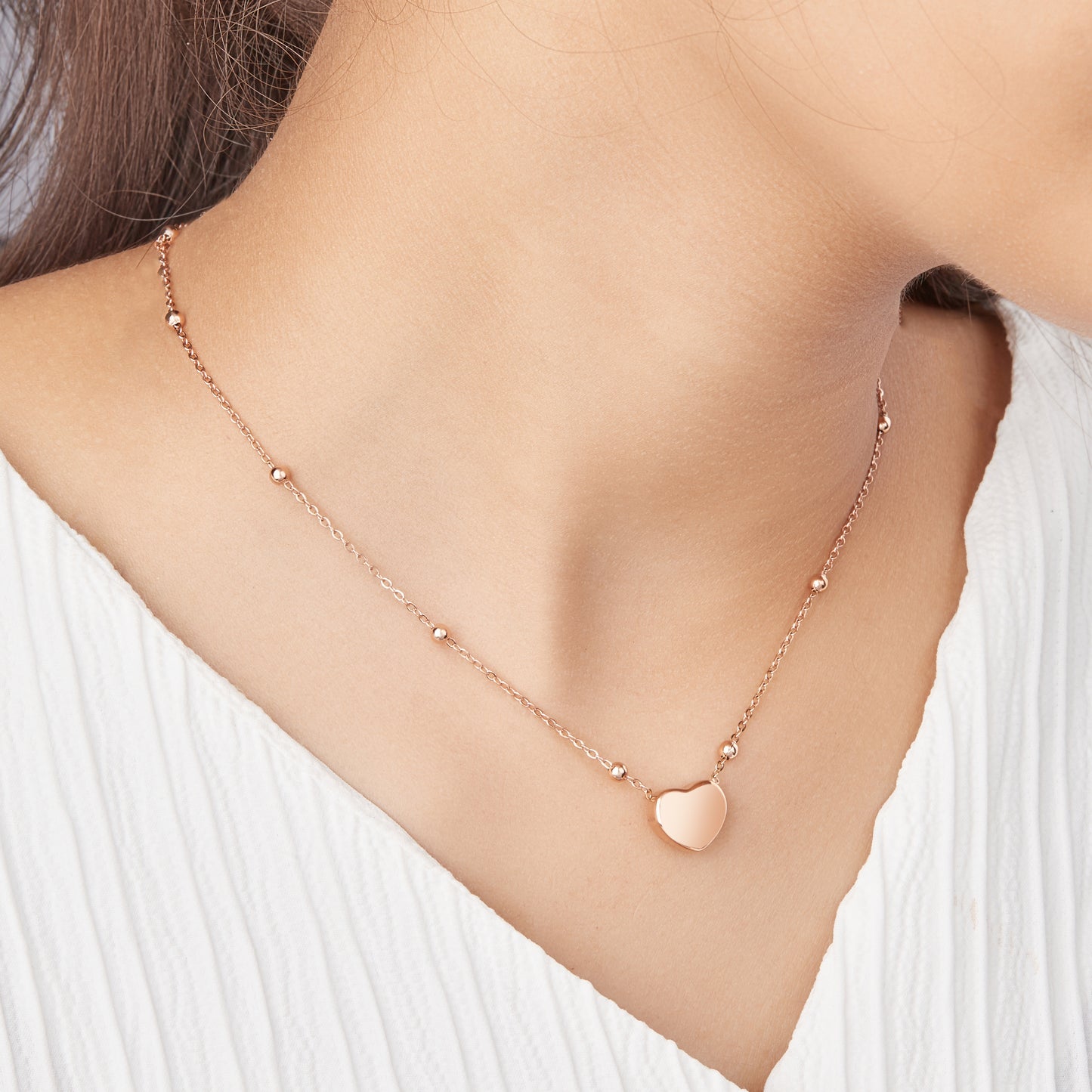 Rose Gold Heart Pendant Necklace For Women