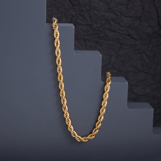 Gold-Tone Rope Chain Necklace For Men