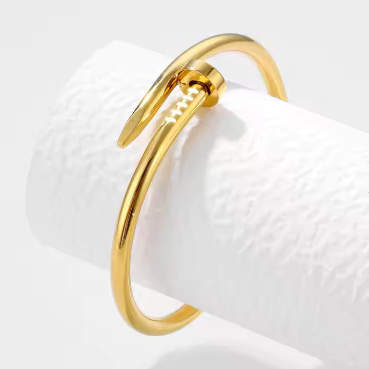 Gold Nail-Inspired Cuff Bracelet For Women