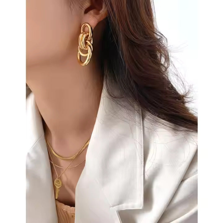Trendy Golden Loop Cascade Earrings For Women