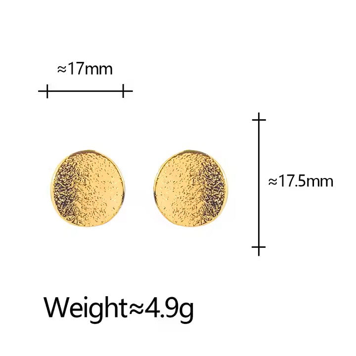 Textured Gold-Tone Round Stud Earrings