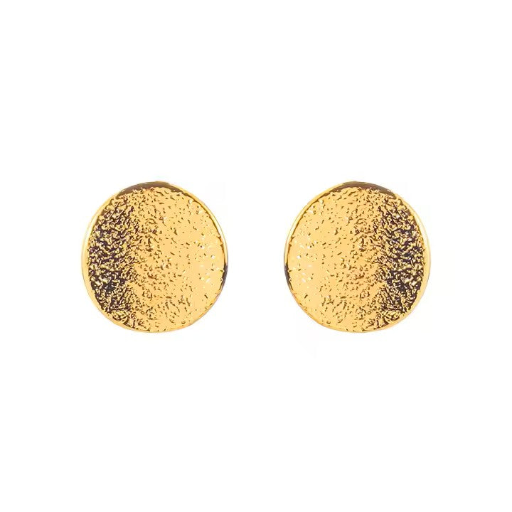 Textured Gold-Tone Round Stud Earrings