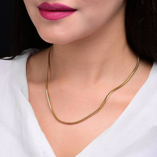Elegant Herringbone Gold Chain Necklace
