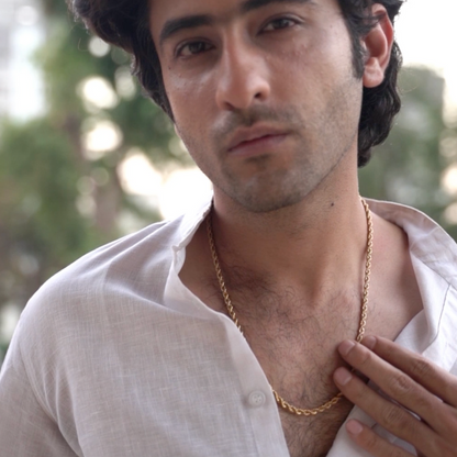Gold-Tone Rope Chain Necklace For Men