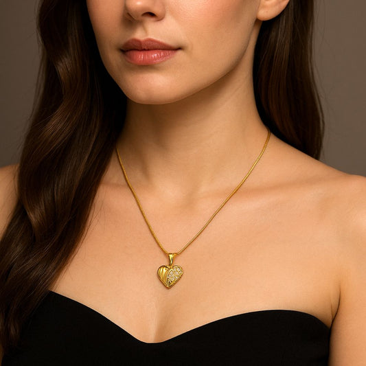 Classic Gold Heart Pendant Chain Necklace Chain For Women