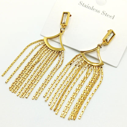 Anti Tarnish Flowing Gold Drop Earrings For Women