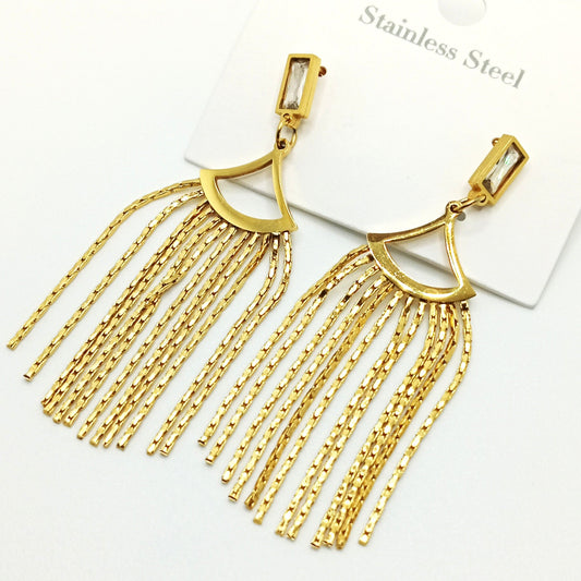 Anti Tarnish Flowing Gold Drop Earrings For Women