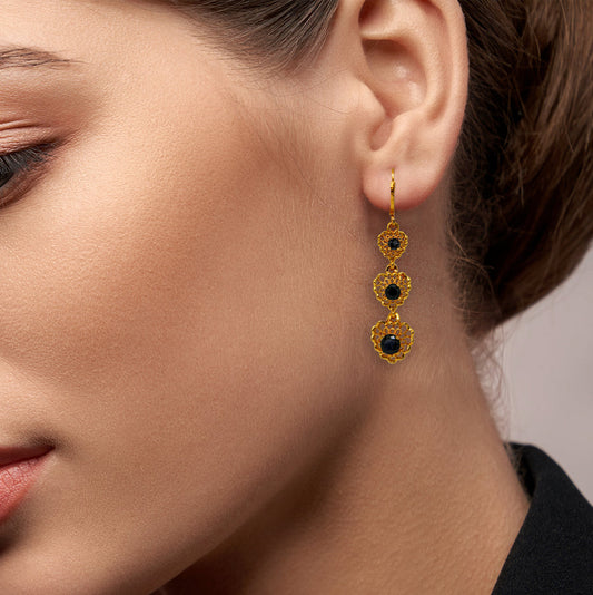 Triple Floral Filigree Dangle Earrings For Women