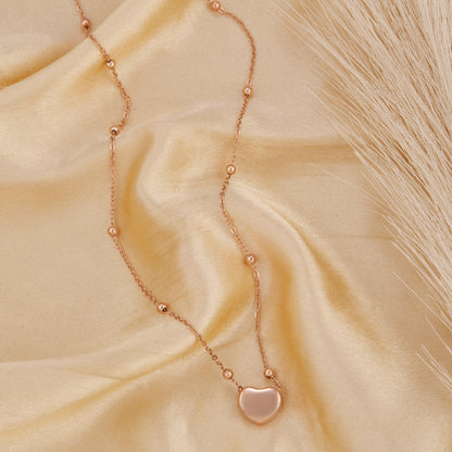 Rose Gold Heart Pendant Necklace For Women