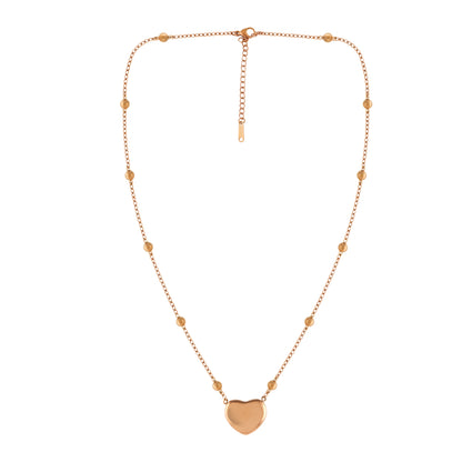 Rose Gold Heart Pendant Necklace For Women