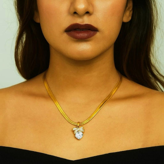 Ribbon Pendant Gold Necklace Chain For Women