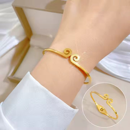 Elegant Gold Spiral Bangle Bracelet For Women