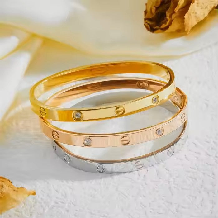 3 Pieces Trinity Charm Design With CZ Stones Cuffs Bracelets for girls