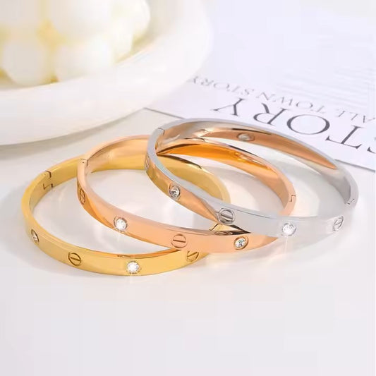 3 Pieces Trinity Charm Design With CZ Stones Cuffs Bracelets for girls