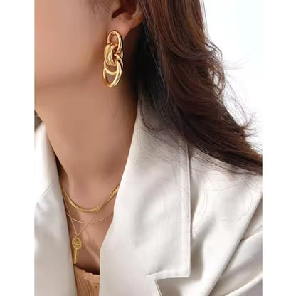 Trendy Golden Loop Cascade Earrings For Women