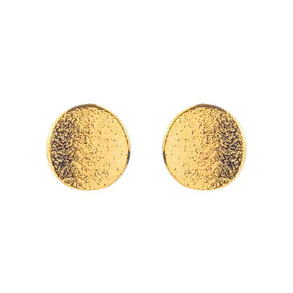 Textured Gold-Tone Round Stud Earrings